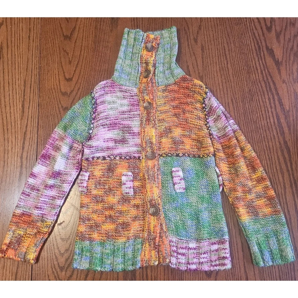 The Children's Place Girls' Multicolor Patchwork Style Knitted Cardigan